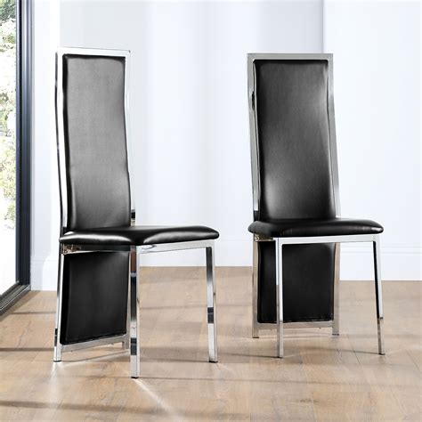 Leather Chrome Dining Chairs for sale